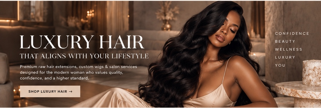 Luxury Hair that aligns with your lifestyle — Premium raw hair extensions, custom wigs and salon services
